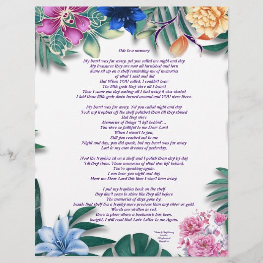 Ode to a Memory Poetry Personalisiert Paper (Rückseite)