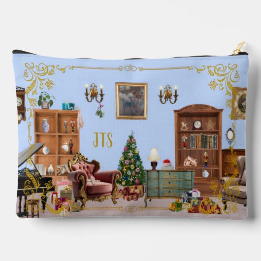 Ode to Nutcracker Ballet Blue Large Accessory Bag Zubehörtasche (Rückseite)