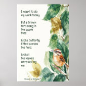 Ode to Spring Gedicht mit Brown Bird Wren Poster (Vorne)