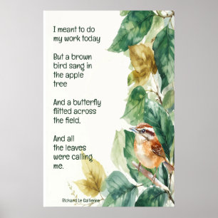 Ode to Spring Gedicht mit Brown Bird Wren Poster