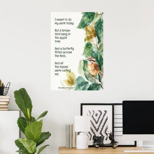 Ode to Spring Gedicht mit Brown Bird Wren Poster (Heimbüro)