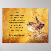 Ode to Spring Gedicht mit Brown Bird Wren Poster (Vorne)