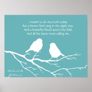 Ode to Spring Gedicht mit Little Bird Silhouette Poster