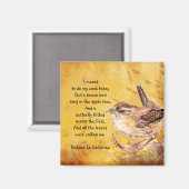 "Ode to Spring" Gedicht "Watercolor Brown Bird Nat Magnet (Vorderseite/Rückseite)