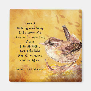 "Ode to Spring" Gedicht "Watercolor Brown Bird Nat Magnet
