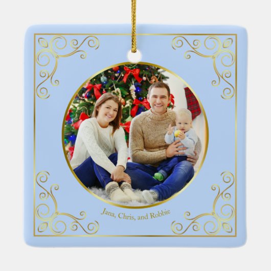 Ode to The Nutcracker Ballet Blue Custom Photo Keramikornament (Rückseite)