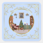Ode to The Nutcracker Ballet Blue Tile Quadratischer Aufkleber (Vorderseite)