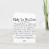 Ode zu Ruthie Notecard Karte (Rückseite)