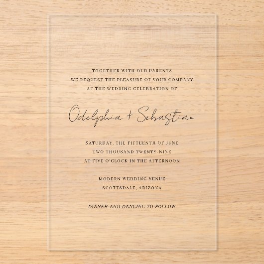 Odelphia Modernes Skript Minimal Acryleinladungen (Vorderseite)