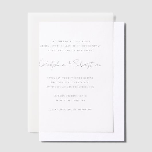 Odelphia Modernes Skript Minimal Pergament Einladungen (Versetzt)