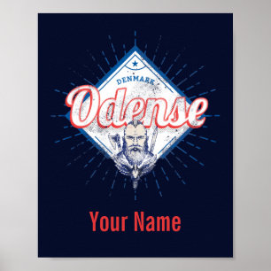 Odense City Denmark Retro Viking Vintag Souvenir Poster