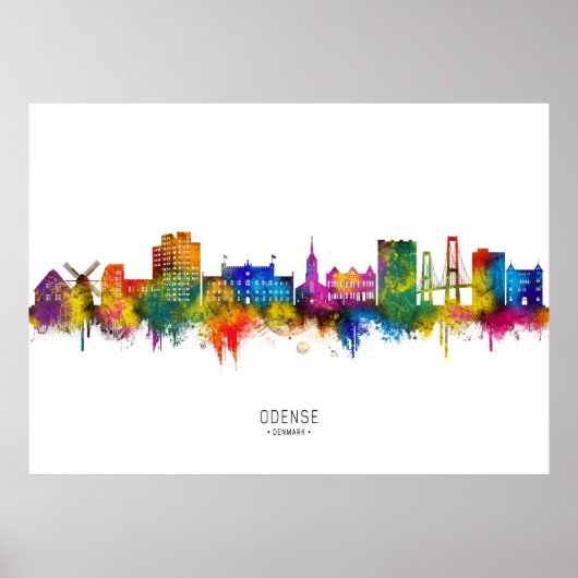 Odense Dänemark Skyline Poster (Vorne)