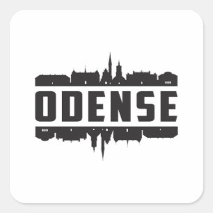 Odense Denmark City Skyline Cityscape Travel Gift Quadratischer Aufkleber