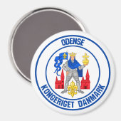 Odense Round Emblem Magnet (Vorderseite/Rückseite)