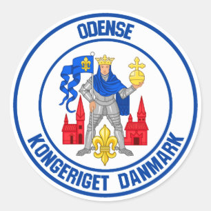 Odense Round Emblem Runder Aufkleber