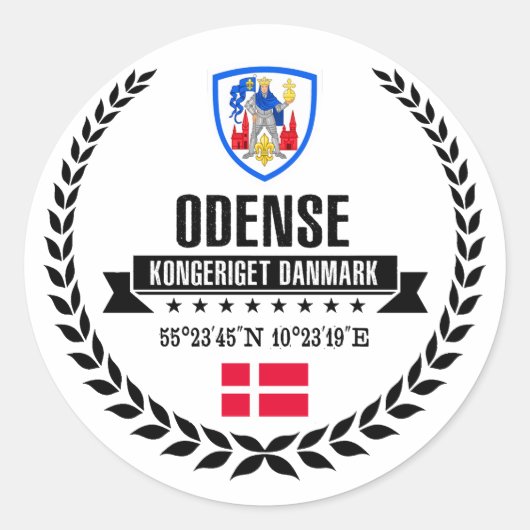 Odense Runder Aufkleber (Vorderseite)