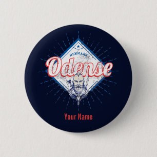 Odense Stadt Dänemark Retro Wikinger Vintage Souve Button