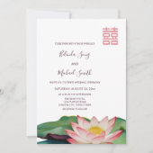ODER Code | Lotus Blume Chinesische Hochzeit Einladung (Vorderseite)