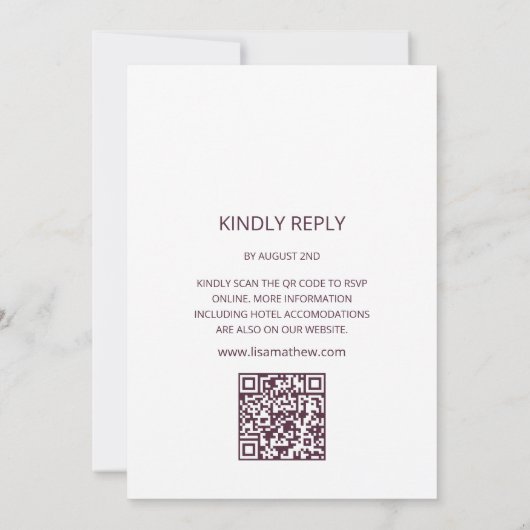 ODER Code | Lotus Blume Wedding Einladung (Rückseite)