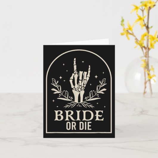 Oder Die Skeleton Hand Gothic Junggeselinnen-Absch Karte (Gelbe Blume)