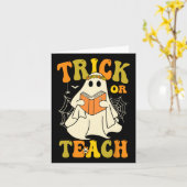 Oder lehren Groovy Halloween Retro Floral Ghost Te Karte (Gelbe Blume)