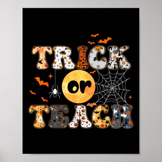 Oder lehren Groovy Lehrer Halloween Retro Floral G Poster (Vorne)