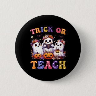 Oder lehrt Halloween Ghost Pumpkin Spooky Teacher  Button
