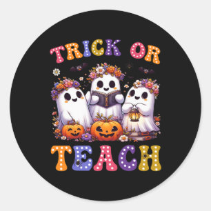 Oder lehrt Halloween Ghost Pumpkin Spooky Teacher  Runder Aufkleber