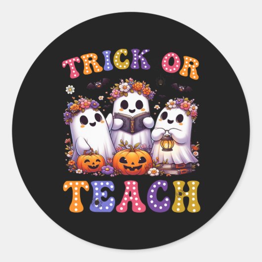 Oder lehrt Halloween Ghost Pumpkin Spooky Teacher Runder Aufkleber (Vorderseite)