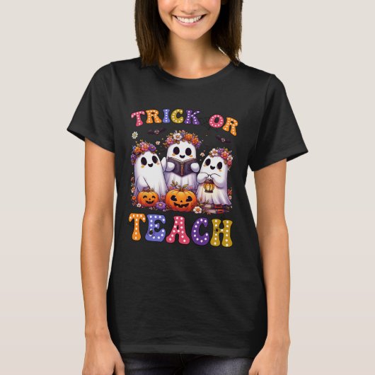 Oder lehrt Halloween Ghost Pumpkin Spooky Teacher T-Shirt (Vorderseite)