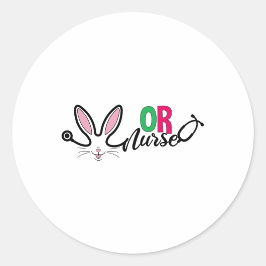 Oder Nurse Bunny Oaster Stethoscope Operating Room Runder Aufkleber (Vorderseite)