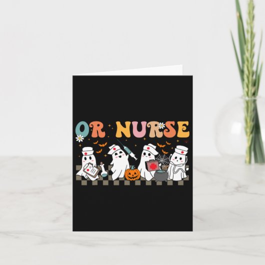 Oder Nurse Spooky Ghost Halloween Niedliche Pflege Karte (Vorderseite)