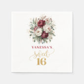 Oder Sweet 16 Blush Burgunder Blumen Servietten (Vorderseite)