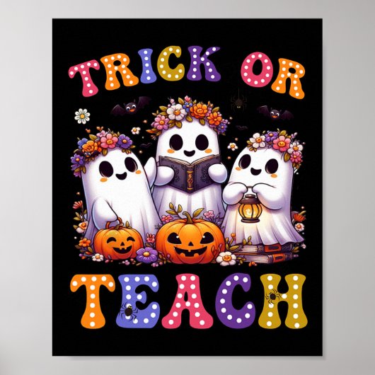 Oder unterrichte Halloween-Geist-Kürbis-gruseliger Poster (Vorne)
