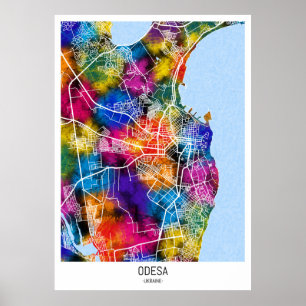 Odesa Ukraine Stadtplan Poster