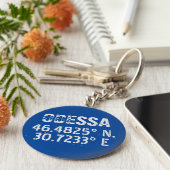 Odessa Ukraine Latitude & Longitude beunruhigt Schlüsselanhänger (Seite)