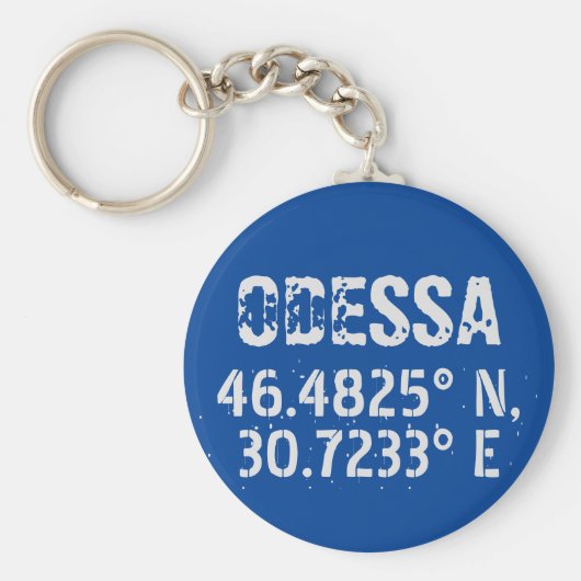 Odessa Ukraine Latitude & Longitude beunruhigt Schlüsselanhänger (Vorne)