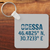 Odessa Ukraine Latitude & Longitude beunruhigt Schlüsselanhänger (Vorderseite)
