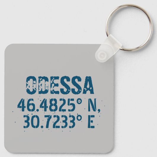 Odessa Ukraine Latitude & Longitude beunruhigt Schlüsselanhänger (Rückseite)