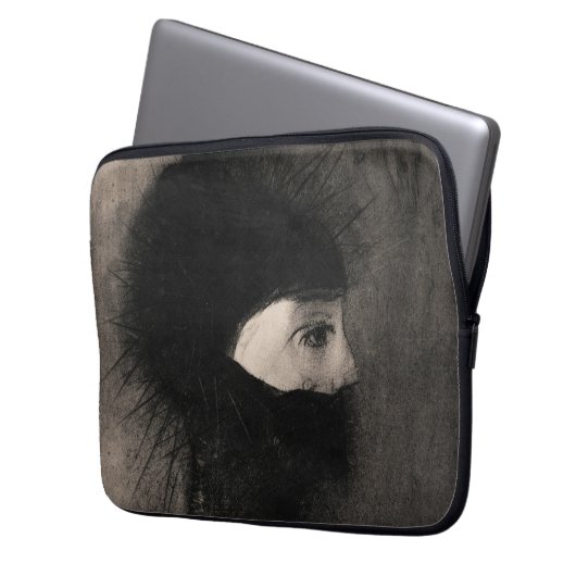 Odilon Redon Armor. Dunkle Frau sieht sich dem Sym Laptopschutzhülle (Vorderseite Links)