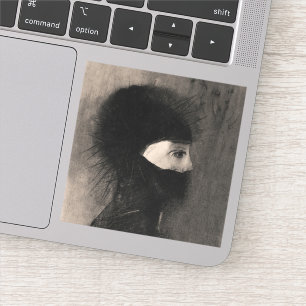 Odilon Redon Armor. Dunkle Frau sieht sich der Kun Aufkleber