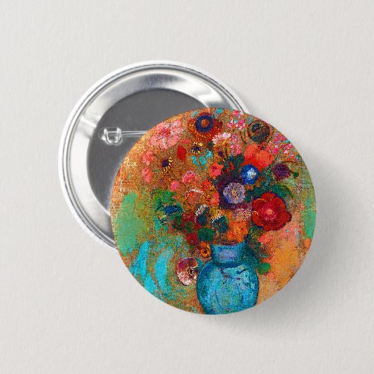 Odilon Redon Blume Bouquet in Blue Vase Button (Vorne & Hinten)