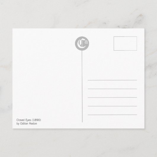 Odilon Redon - Geschlossene Augen, 1890 CC0279 Pos Postkarte (Rückseite)