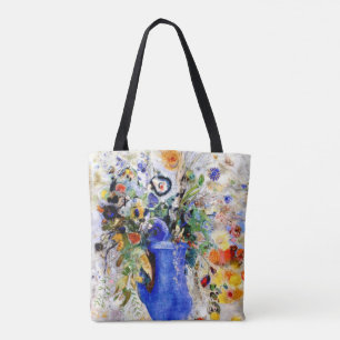 Odilon Redon - Großer Blumenstrauß in pastellblaue Tasche