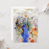 Odilon Redon - Grosses Bouquet in Pastel Blue Vase Karte (Vorderseite/Rückseite Beispiel)