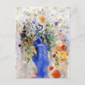 Odilon Redon - Grosses Bouquet in Pastel Blue Vase Postkarte (Vorderseite)