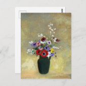 Odilon Redon Large Green Vase mit gemischten Blume Postkarte (Vorne/Hinten)