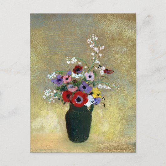 Odilon Redon Large Green Vase mit gemischten Blume Postkarte (Vorderseite)