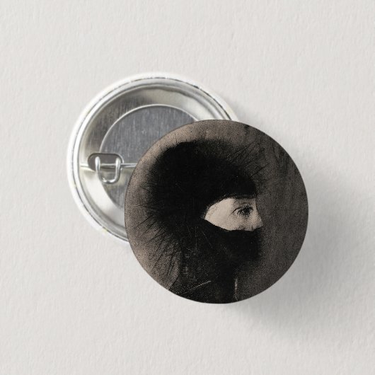 Odilon Redon. Rüstung. Dunkle Frau Gesicht. Symbol Button (Vorne & Hinten)