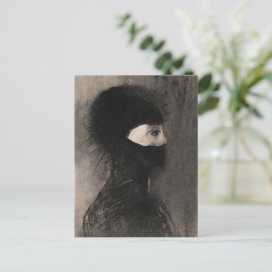Odilon Redon. Rüstung. Dunkle Frau Gesicht. Symbol Postkarte (Stehend Vorderseite)